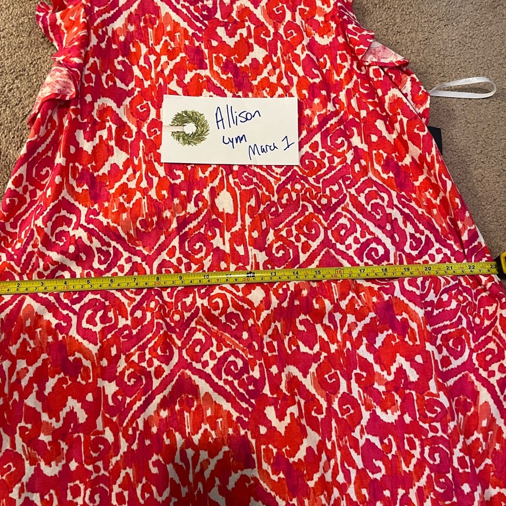 Tommy Hilfiger Women's Red and Pink Patterned Dress - Picture 8 of 9